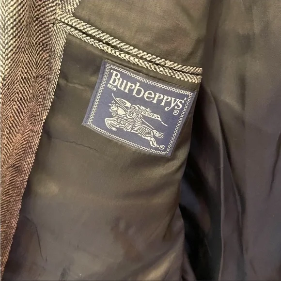 Men's Vintage Burberry Herringbone gray silver blazer jacket size 42